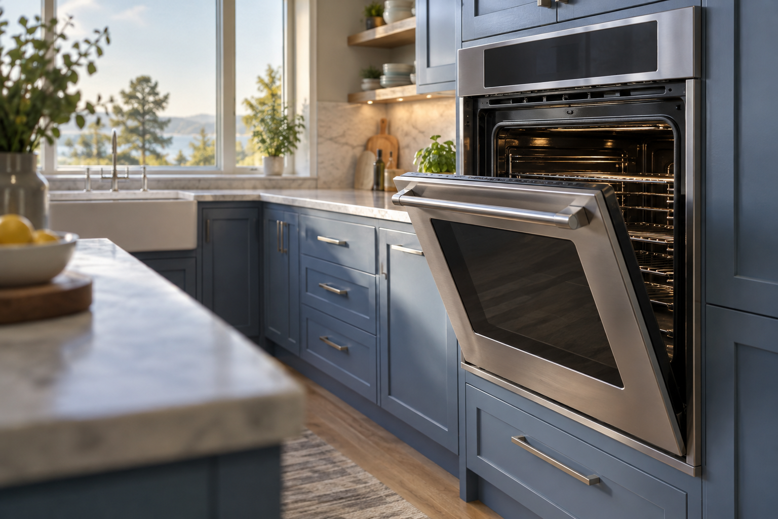 Illustrative Viking oven in a residential kitchen — AI image for Wolf Repair Old Greenwich